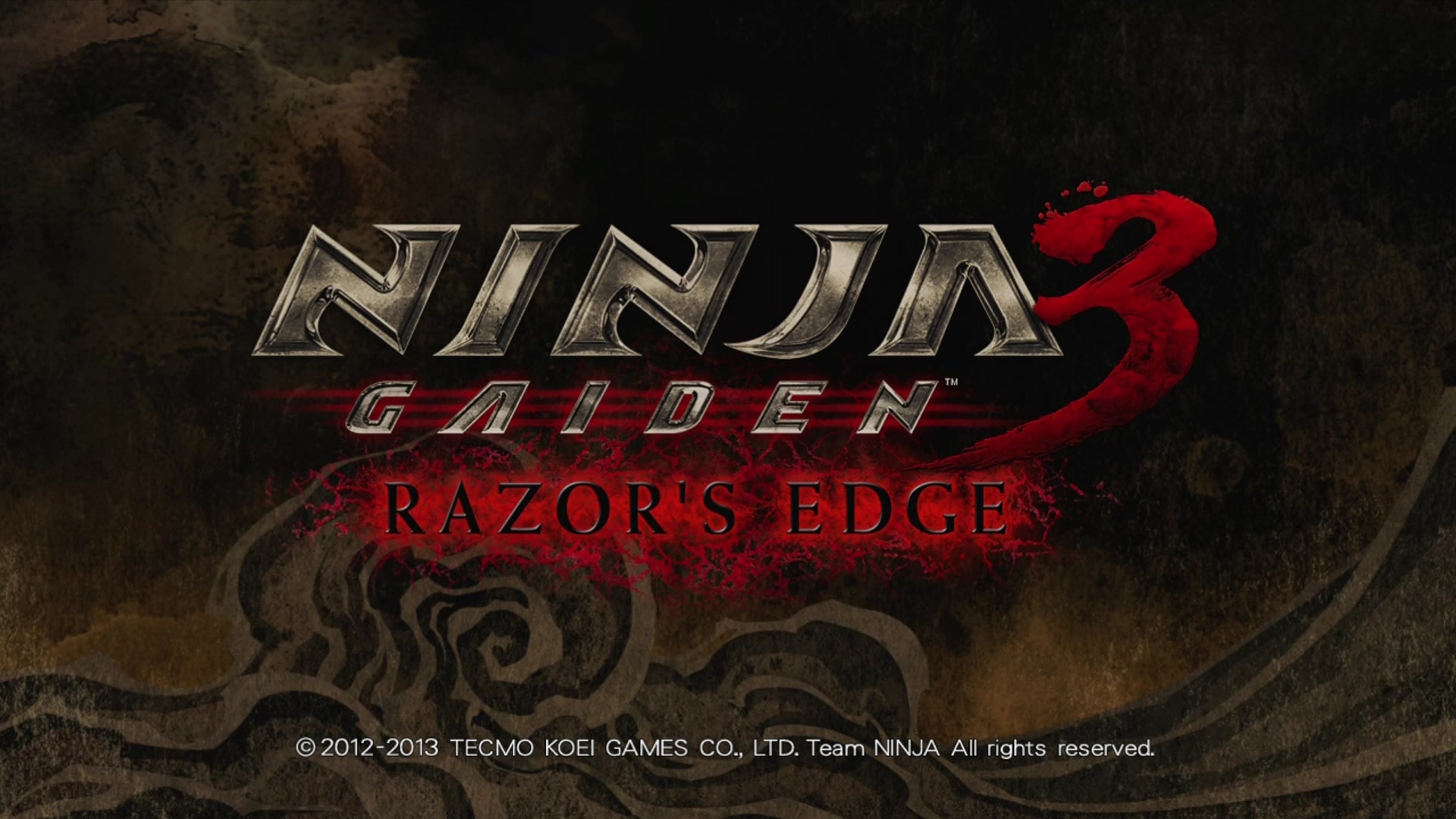 Ninja Gaiden 3: Razor's Edge title screen for Xbox 360